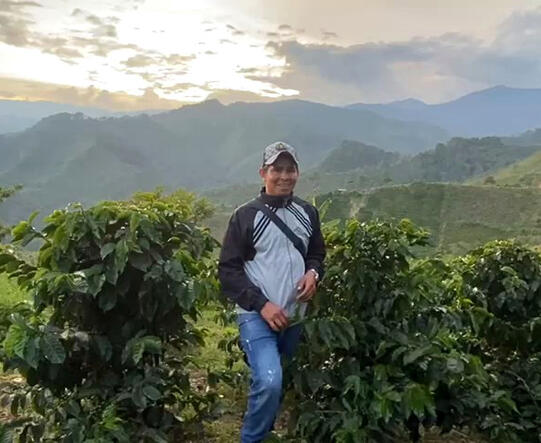 Coffee grower in the mountains of Tolima, Colombia.